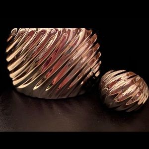 Stainless Steel Cuff Bracelet and Ring Set